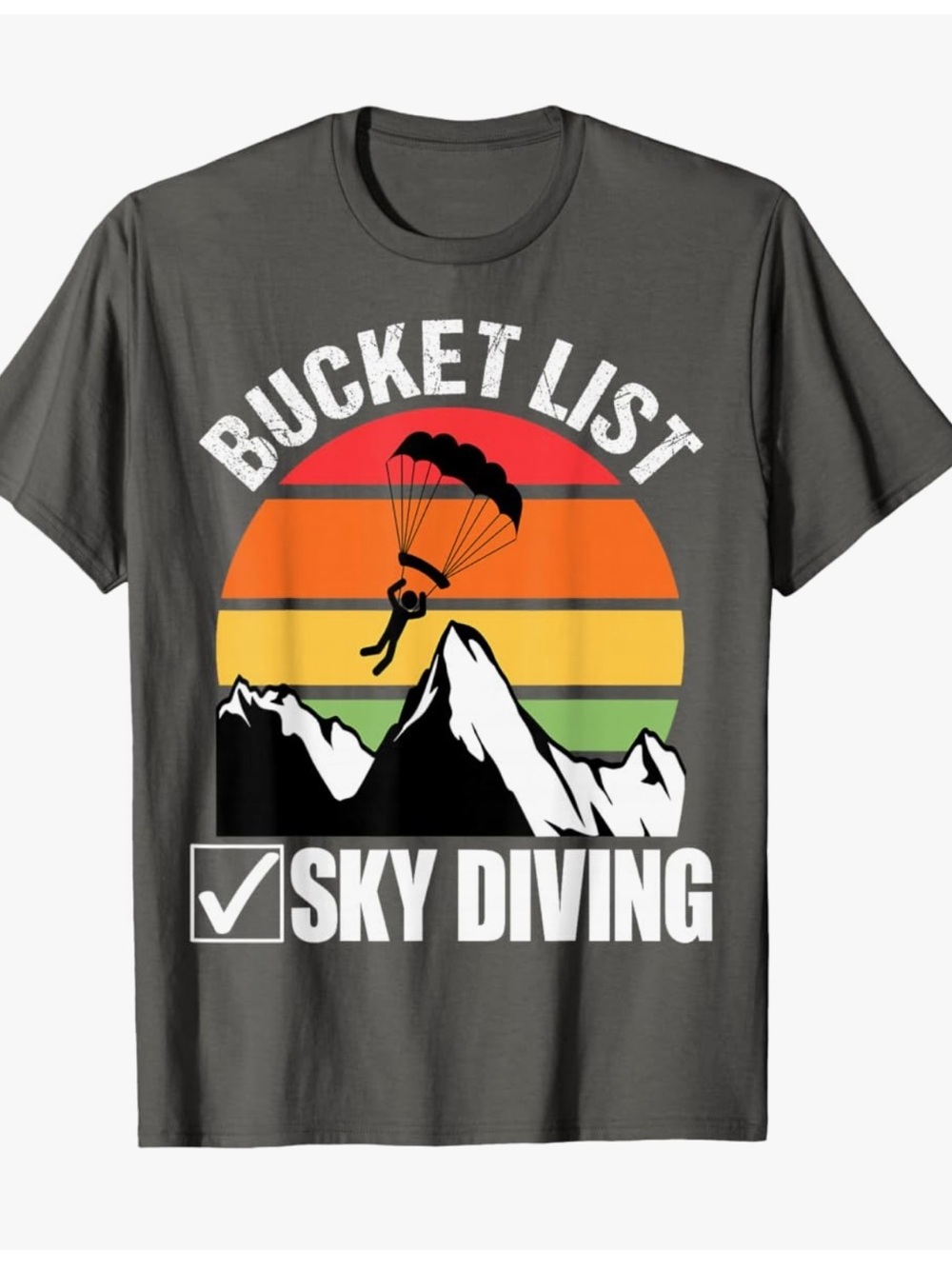 NWT-Port and Company Charcoal Bucket List Sky Diving Graphic Tee